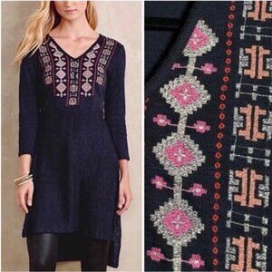 Anthropologie Akemi + Kin Savin navy embroidered longline tunic XS